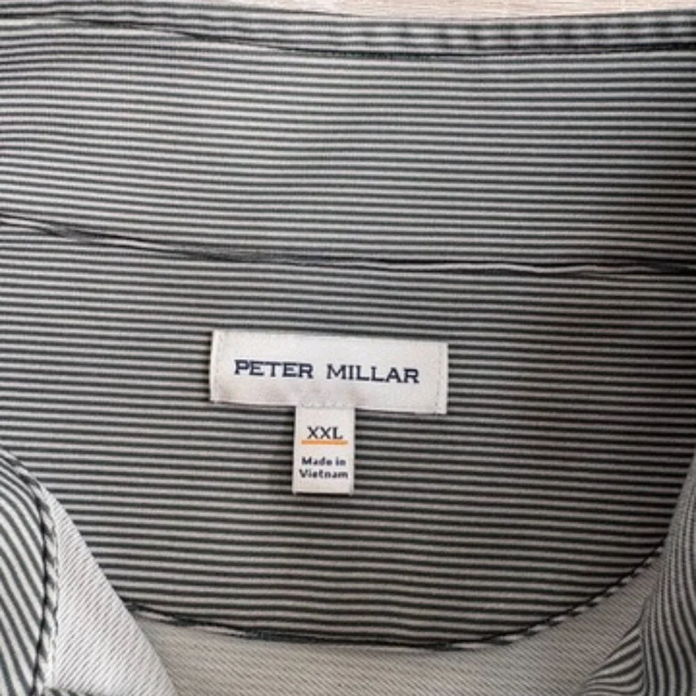 Peter Millar Stealth Performance Quarter Zip - Green/Gray Stripe - XXL